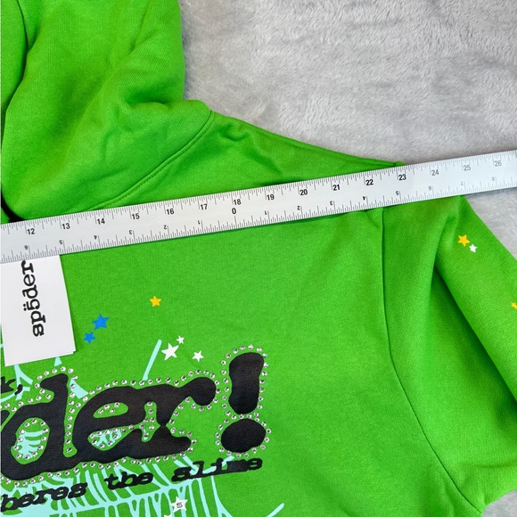 Green Sp5der Graphic Hoodie Unisex Size M - Picture 12 of 14